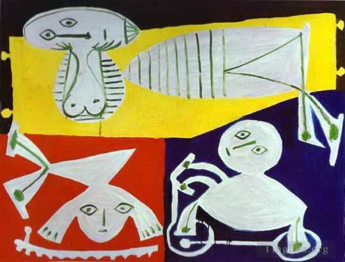 Pablo Picasso's Contemporary Various Paintings - Francoise Gilot with Claude and Paloma 1951