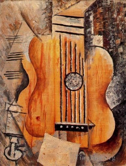 Pablo Picasso's Contemporary Various Paintings - Guitare Jaime Eva 1912
