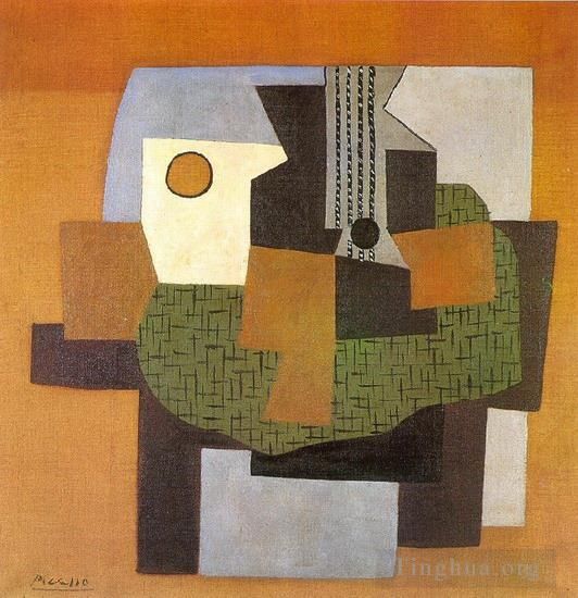 Pablo Picasso's Contemporary Various Paintings - Guitare compotier et tableau sur une table 1921