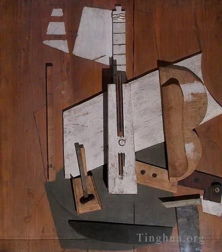 Pablo Picasso's Contemporary Various Paintings - Guitare et bouteille de Bass 1913