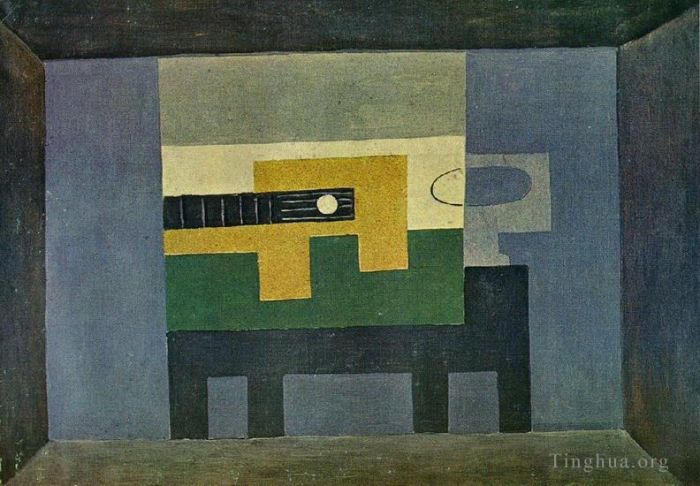 Pablo Picasso's Contemporary Various Paintings - Guitare et cruche sur une table 1918