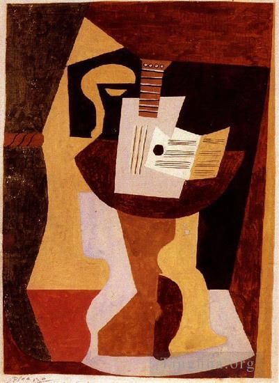Pablo Picasso's Contemporary Various Paintings - Guitare et partition sur un gueridon 1920