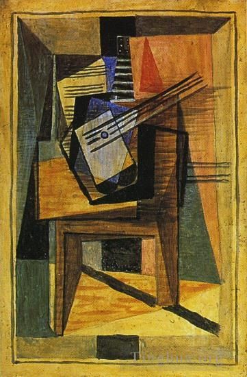 Pablo Picasso's Contemporary Various Paintings - Guitare sur une table 1919