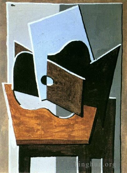 Pablo Picasso's Contemporary Various Paintings - Guitare sur une table 1920