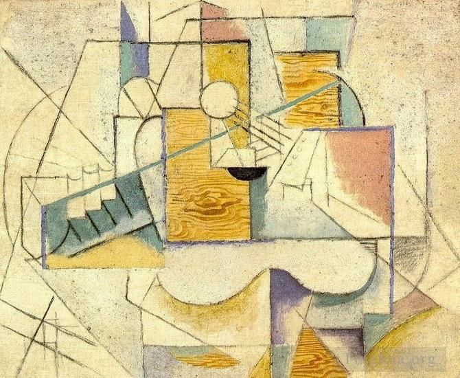 Pablo Picasso's Contemporary Various Paintings - Guitare sur une table II 1912