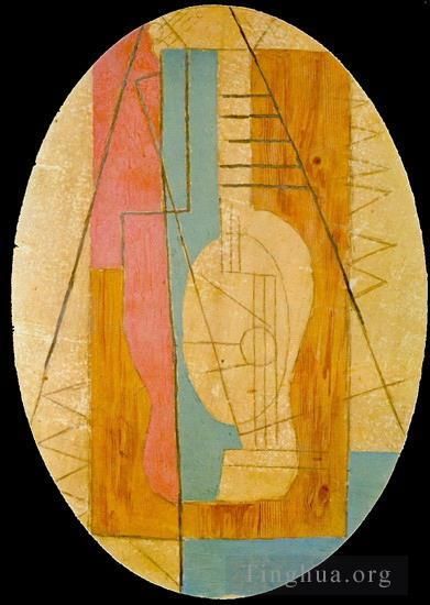 Pablo Picasso's Contemporary Various Paintings - Guitare verte et rose 1912