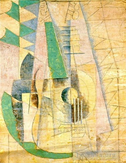 Pablo Picasso's Contemporary Various Paintings - Guitare verte qui etend 1912