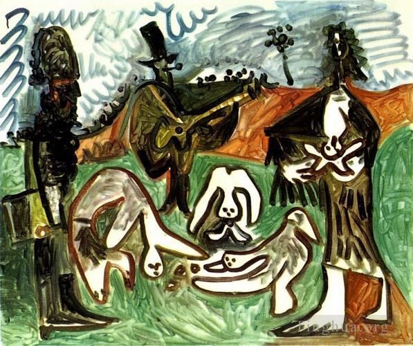 Pablo Picasso's Contemporary Various Paintings - Guitariste et personnages dans un paysage II 1960