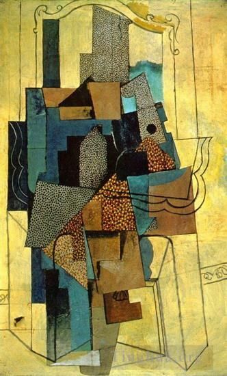 Pablo Picasso's Contemporary Various Paintings - Homme a la cheminee 1916