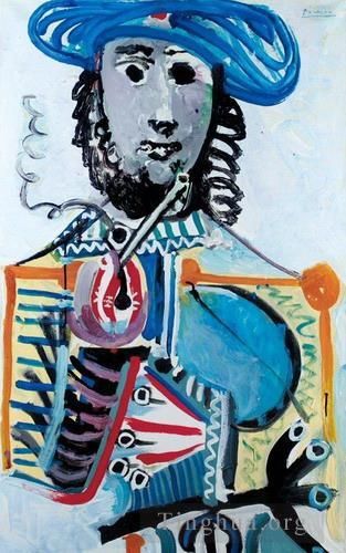 Pablo Picasso's Contemporary Various Paintings - Homme a la pipe 1968