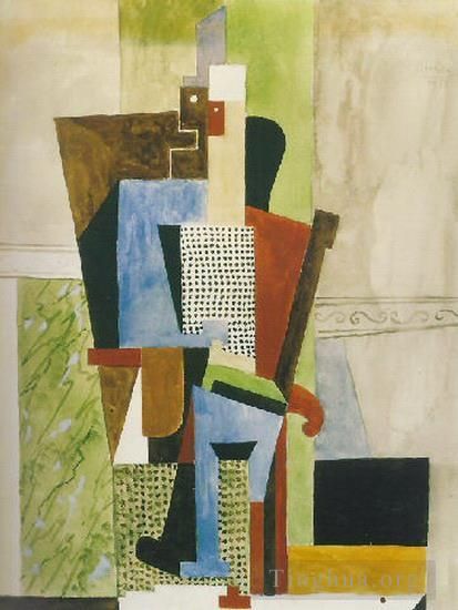 Pablo Picasso's Contemporary Various Paintings - Homme assis 1914