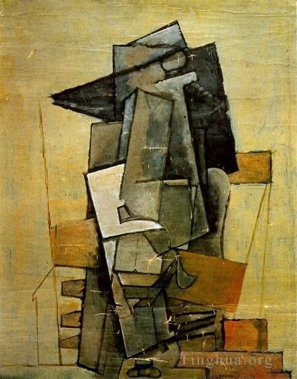 Pablo Picasso's Contemporary Various Paintings - Homme assis 1915