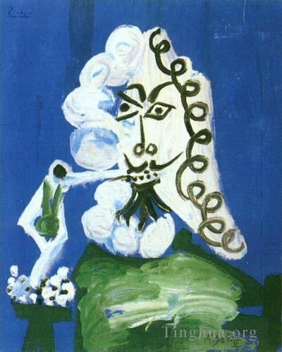 Pablo Picasso's Contemporary Various Paintings - Homme assis a la pipe 1968