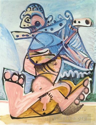 Pablo Picasso's Contemporary Various Paintings - Homme assis jouant de la flute 1971