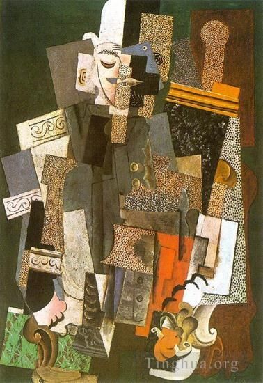 Pablo Picasso's Contemporary Various Paintings - Homme au chapeau melon assis dans un fauteuil 1915