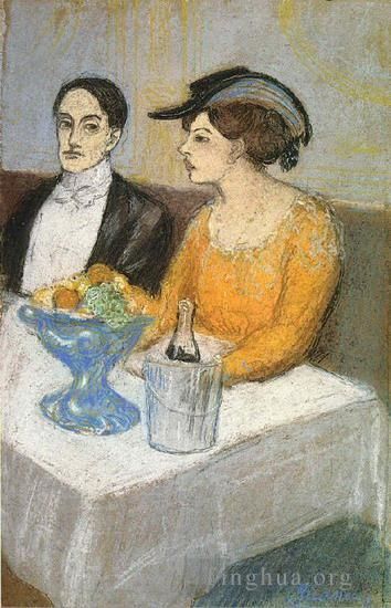 Pablo Picasso's Contemporary Various Paintings - Homme et femme Angel Fernandez de Soto et sa compagne 1902