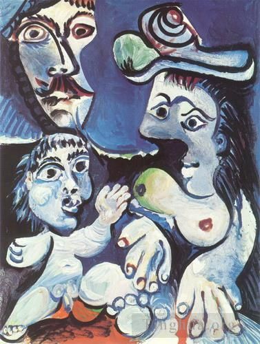 Pablo Picasso's Contemporary Various Paintings - Homme femme et enfant 1970