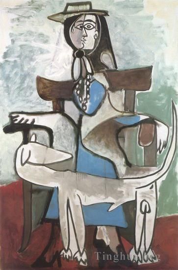 Pablo Picasso's Contemporary Various Paintings - Jacqueline et le chien afghan 1959