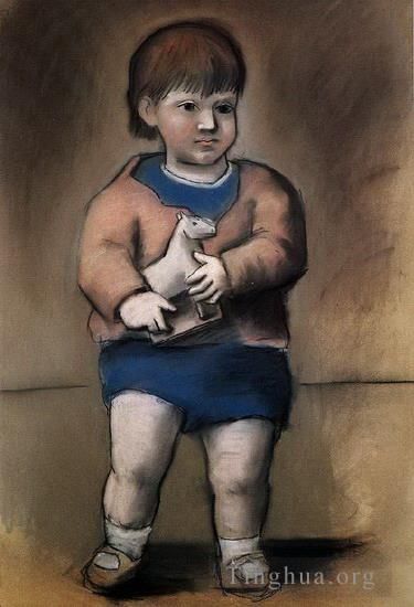 Pablo Picasso's Contemporary Various Paintings - L enfant au jouet cheval Paulo 1923