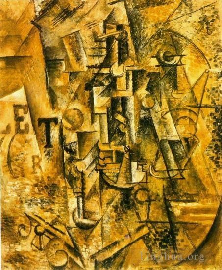 Pablo Picasso's Contemporary Various Paintings - La bouteille de rhum 1911