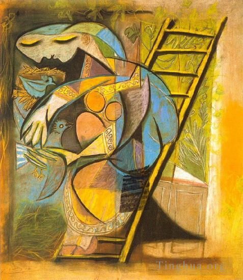 Pablo Picasso's Contemporary Various Paintings - La femme aux pigeons 1930