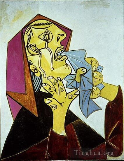 Pablo Picasso's Contemporary Various Paintings - La femme qui pleure avec mouchoir III 1937
