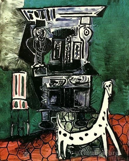 Pablo Picasso's Contemporary Various Paintings - Le buffet a Vauvenargues Buffet Henri II avec chien et fauteuil 1959