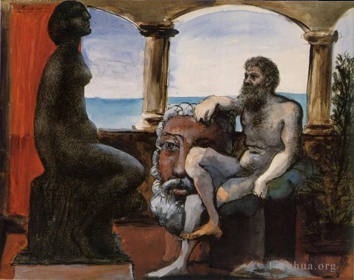 Pablo Picasso's Contemporary Various Paintings - Le sculpteur et sa statue 1933