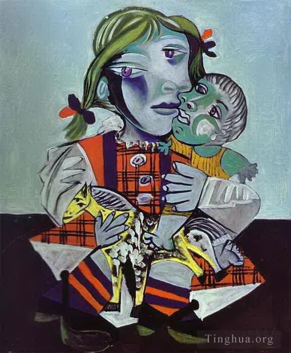 Pablo Picasso's Contemporary Various Paintings - Maya Picassos Daughter with a Doll 1938