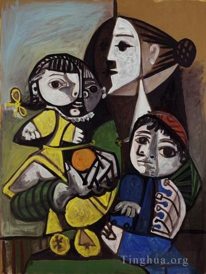 Pablo Picasso's Contemporary Various Paintings - Mere aux enfants a l orange 1951