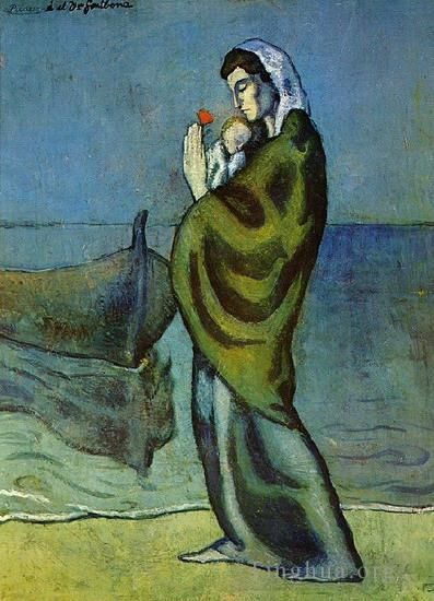 Pablo Picasso's Contemporary Various Paintings - Mere et enfant sur le rivage 1902