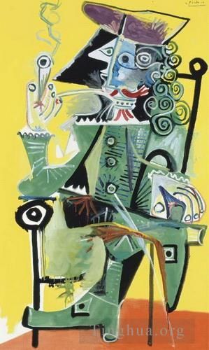 Pablo Picasso's Contemporary Various Paintings - Mousquetaire a la pipe 3 1968