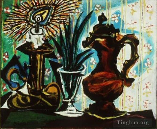 Pablo Picasso's Contemporary Various Paintings - Nature morte a la bougie 1937