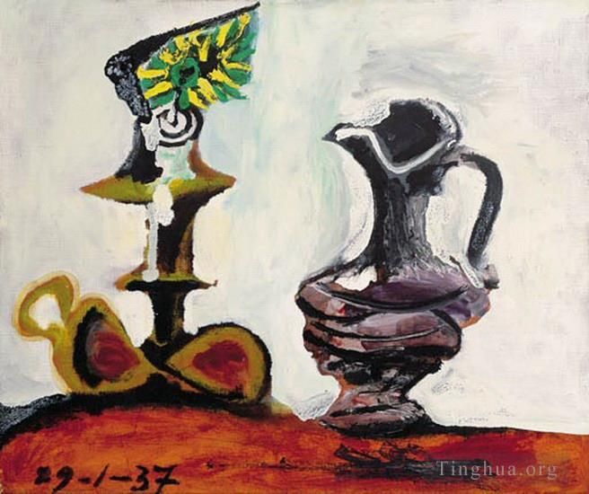 Pablo Picasso's Contemporary Various Paintings - Nature morte a la bougie l 1937