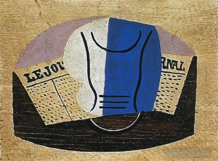 Pablo Picasso's Contemporary Various Paintings - Nature morte au Journal Verre et journal 1923