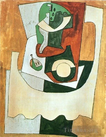 Pablo Picasso's Contemporary Various Paintings - Nature morte au gueridon et a l assiette 1920