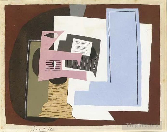 Pablo Picasso's Contemporary Various Paintings - Nature morte avec guitare et partition 1920