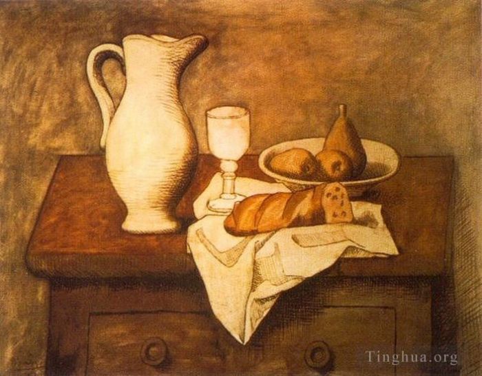 Pablo Picasso's Contemporary Various Paintings - Nature morte avec pichet et pain 1921