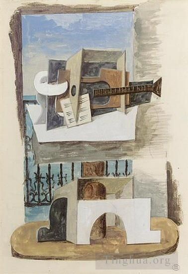 Pablo Picasso's Contemporary Various Paintings - Nature morte devant une fenetre 1919