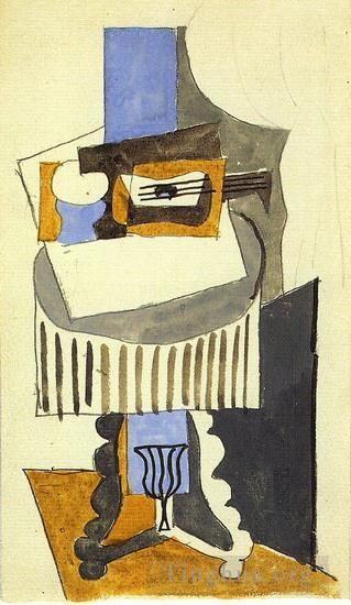Pablo Picasso's Contemporary Various Paintings - Nature morte sur un gueridon devant une fenetre ouverte 1919