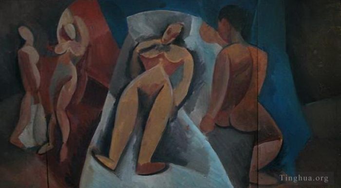 Pablo Picasso's Contemporary Various Paintings - Nu couche avec personnages 1908