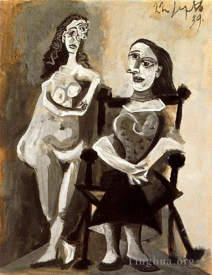 Pablo Picasso's Contemporary Various Paintings - Nu debout et femme assise 1939