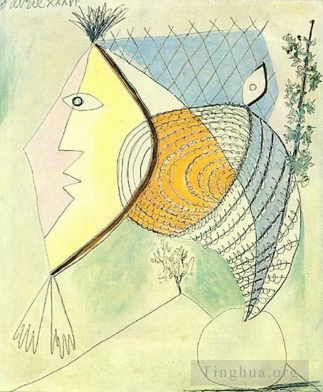 Pablo Picasso's Contemporary Various Paintings - Personnage au coquillage Tete de femme 1936