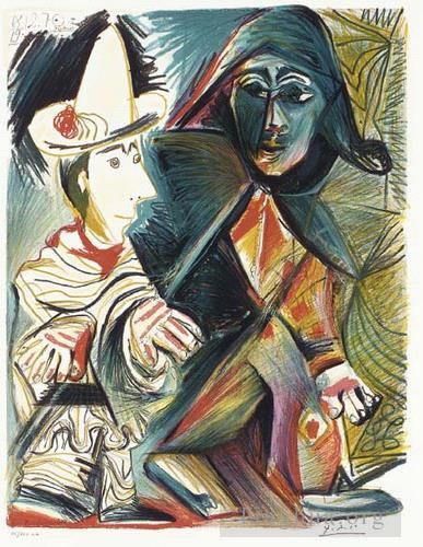 Pablo Picasso's Contemporary Various Paintings - Pierrot et Arlequin 1972