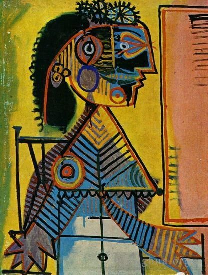 Pablo Picasso's Contemporary Various Paintings - Portrait de femme au col vert Marie Therese Walter 1938