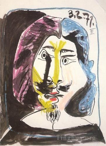 Pablo Picasso's Contemporary Various Paintings - Portrait de mousquetaire 1971