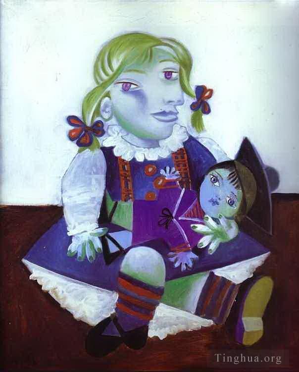 Pablo Picasso's Contemporary Various Paintings - Portrait of Maya with her Doll 1938