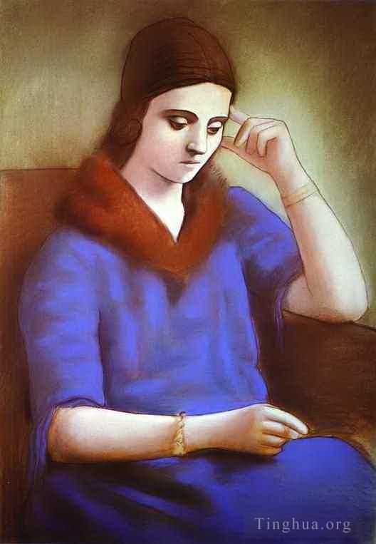 Pablo Picasso's Contemporary Various Paintings - Portrait of Olga Picasso 1922