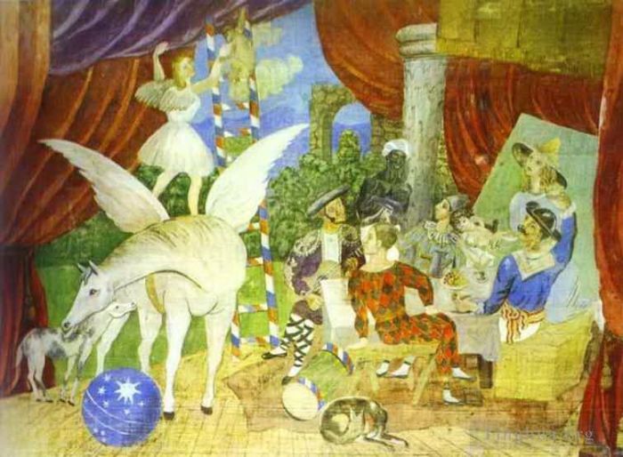 Pablo Picasso's Contemporary Various Paintings - Sketch of Set for the Parade 1917