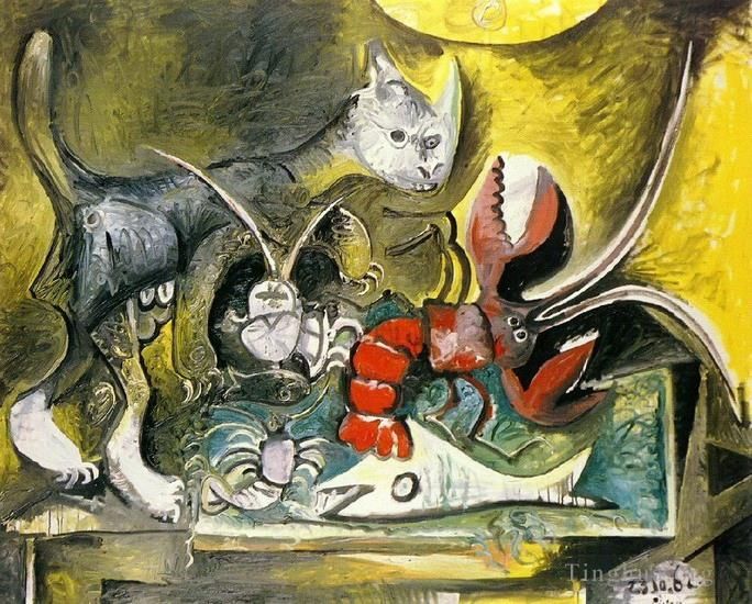 Pablo Picasso's Contemporary Various Paintings - Still Life with Cat and Lobster 1962